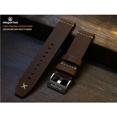 elegantsis 愛樂時-原廠配件-JR65AS-100%頂級小牛皮錶帶-JR65AS(棕色小牛皮錶帶)- JR65AS-錶帶寬22mm