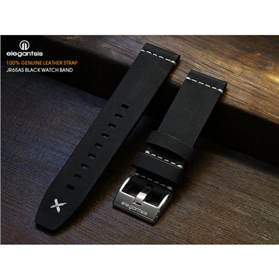elegantsis 愛樂時-原廠配件-JR65AS-100%頂級小牛皮錶帶-JR65AS(黑色小牛皮錶帶)- JR65AS-錶帶寬22mm