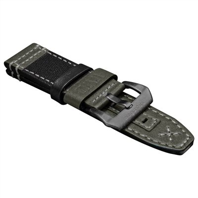 elegantsis 愛樂時-原廠配件-愛樂時軍事主題錶款訂製錶帶-沙漠瘋馬真皮革 帆布錶帶-ELJF48QS-二戰美軍綠色