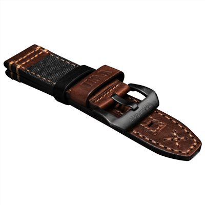 elegantsis 愛樂時-原廠配件-愛樂時軍事主題錶款訂製錶帶-沙漠瘋馬真皮革 帆布錶帶-ELJF48QS-二戰蘇聯咖啡色