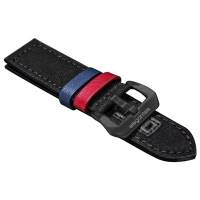 elegantsis 愛樂時-原廠配件-愛樂時軍事主題錶款訂製錶帶-夢娜軟皮 帆布錶帶-ELJX42-黑蝙蝠-黑色槍扣