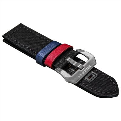 elegantsis 愛樂時-原廠配件-愛樂時軍事主題錶款訂製錶帶-夢娜軟皮 帆布錶帶-ELJX42-黑蝙蝠-黑色鋼扣