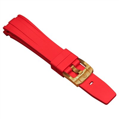 elegantsis 愛樂時-原廠配件-20mm/22mm 膠錶帶-氟橡膠錶帶-ELJO43AS-ARB-22mm-紅色金扣